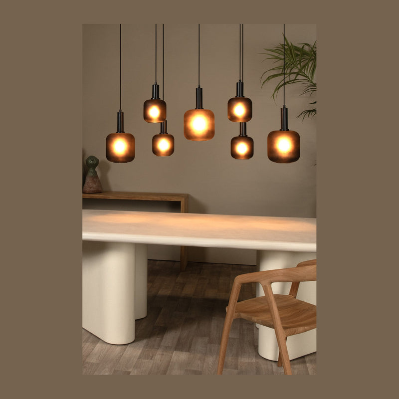 Suspension Eloise 7 lumières noire, verre