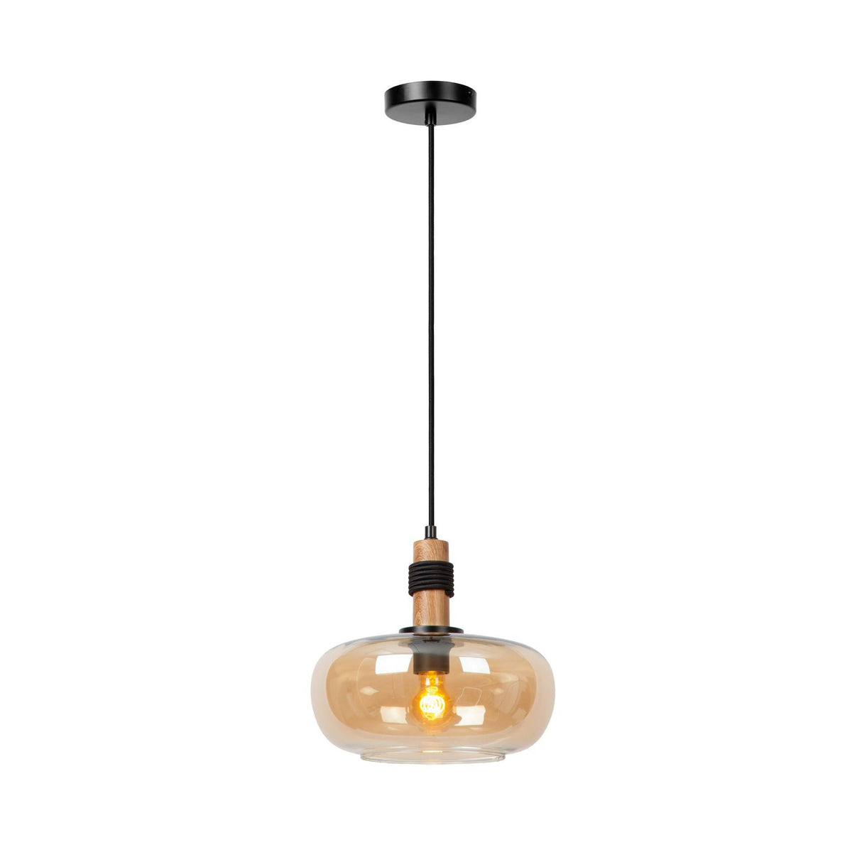 Suspension Ilona ambrée et noire, verre (45408/30/62)