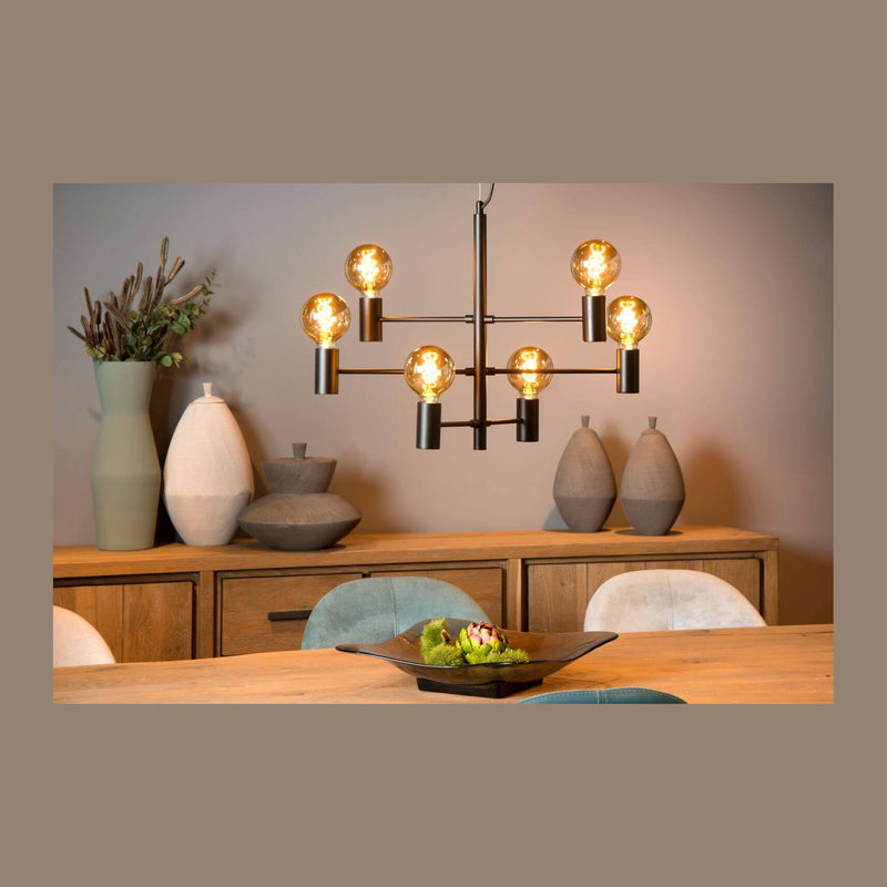 Suspension Leanne 6 lumières noire
