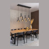 Suspension Marius 7 lumières noire et fumée, verre
