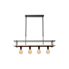 Suspension Milonga 4 lumières noire, bois