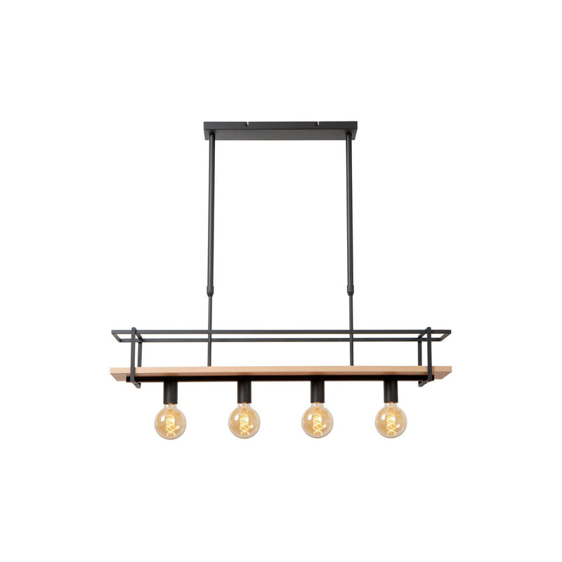 Suspension Milonga 4 lumières noire, bois