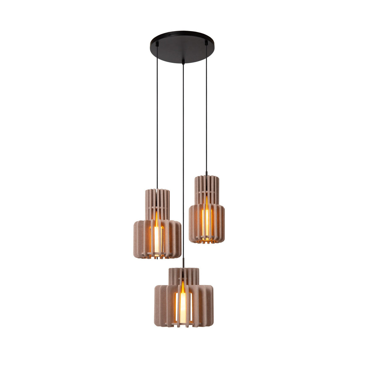 Suspension Rollo 3 lumières taupe, verre
