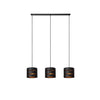 Suspension Rosas 3 lumières noire et dorée mat, L 130 cm