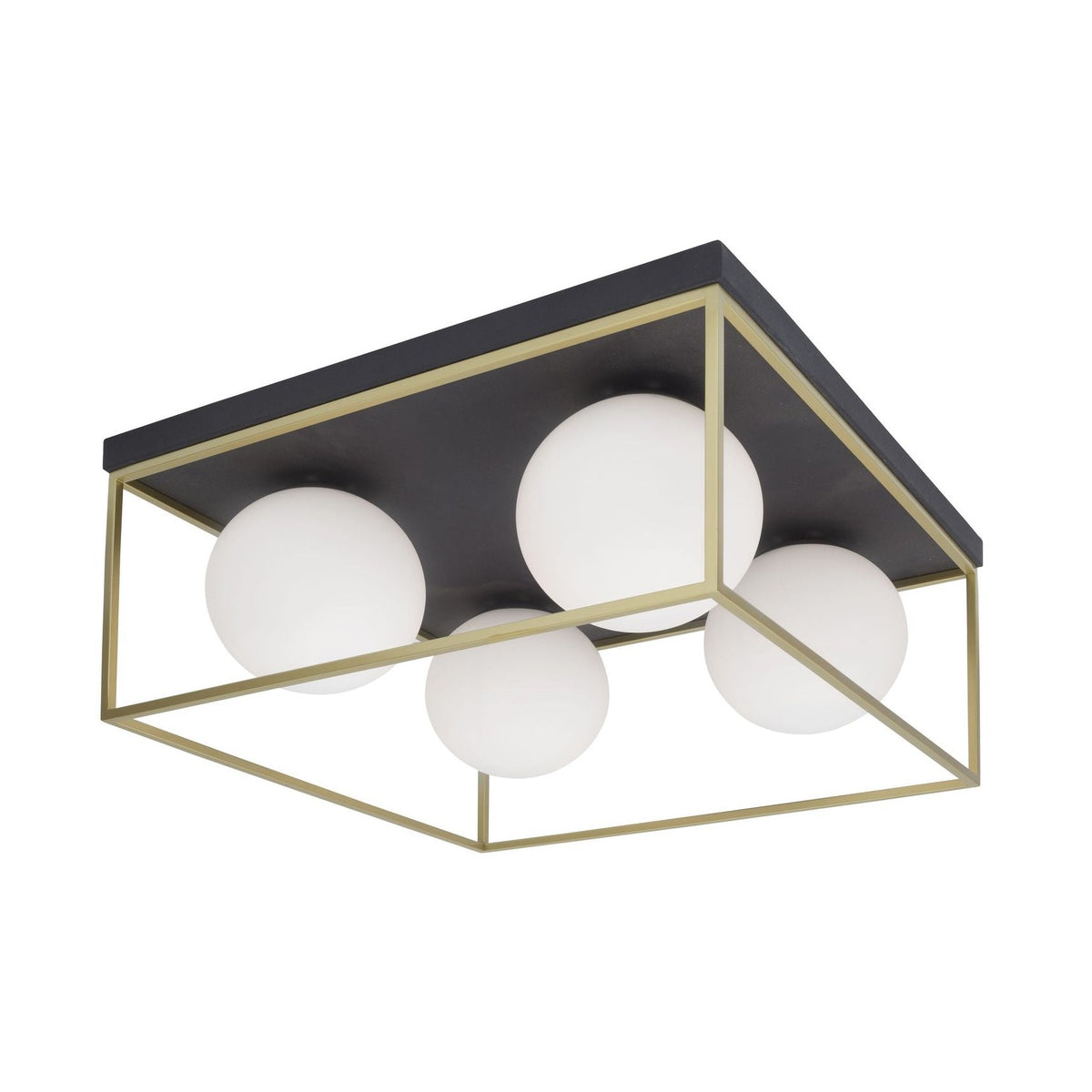 Plafonnier Juliet 4 lumières doré, verre
