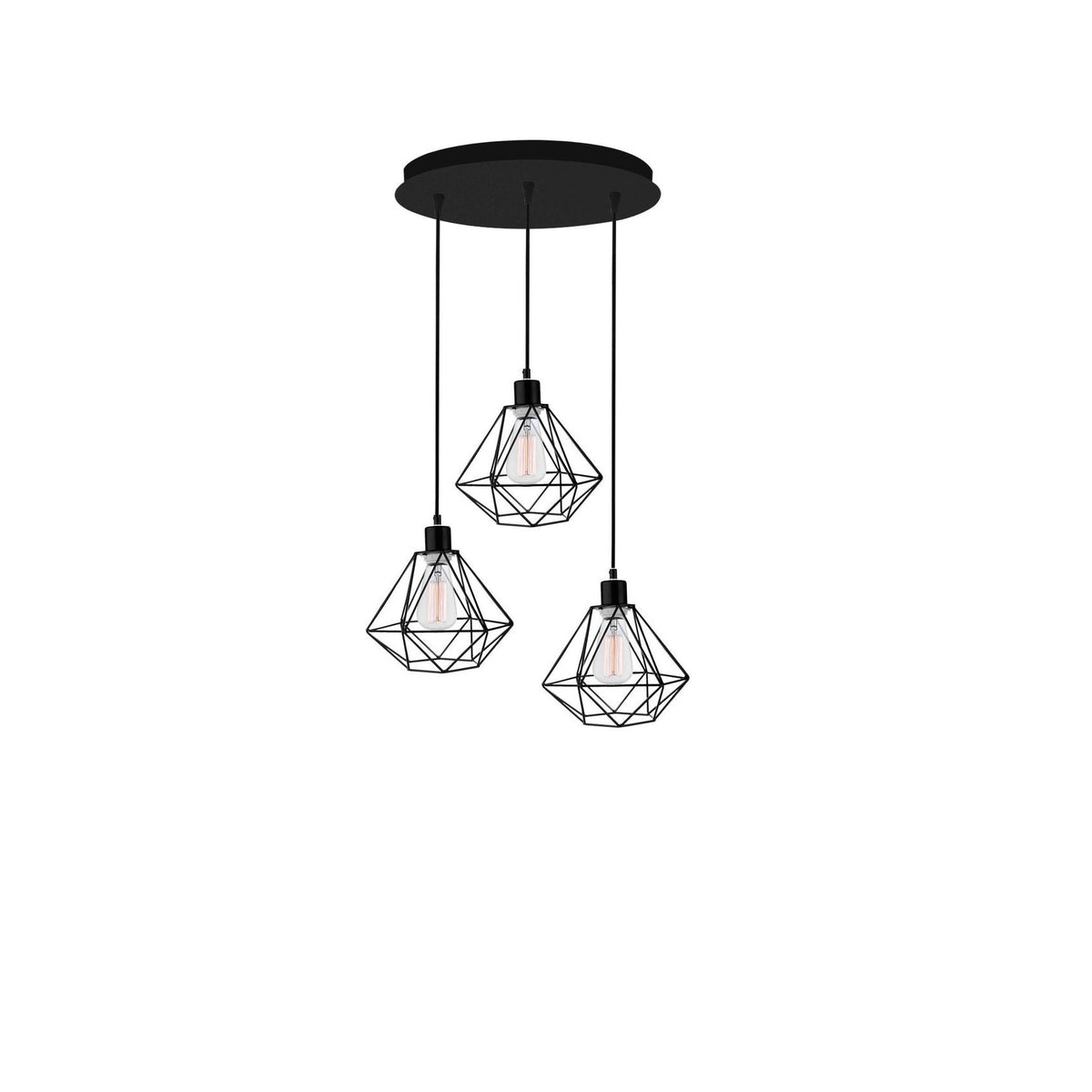 Suspension Pietra 3 lumières noire