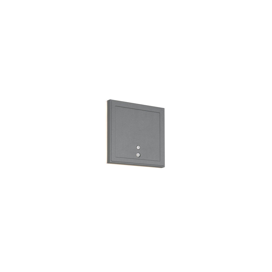 Applique murale carrée anthracite présentée de face sur fond blanc