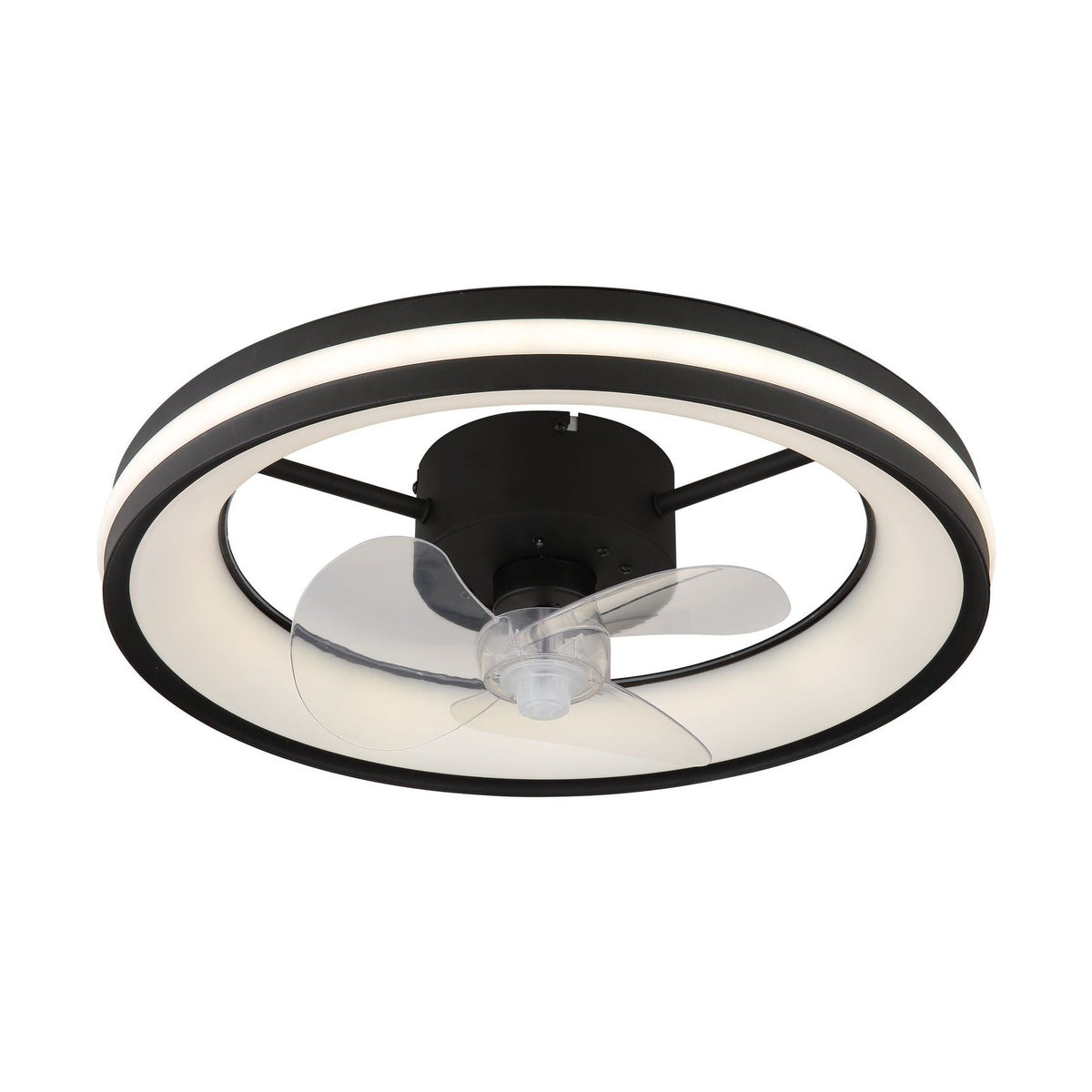 Ventilateur de plafond lumineux Gatian noir mat