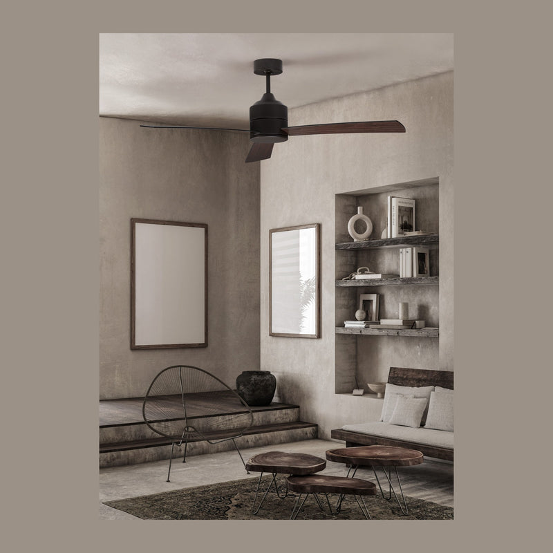 Ventilateur de plafond lumineux Axel noir, bois