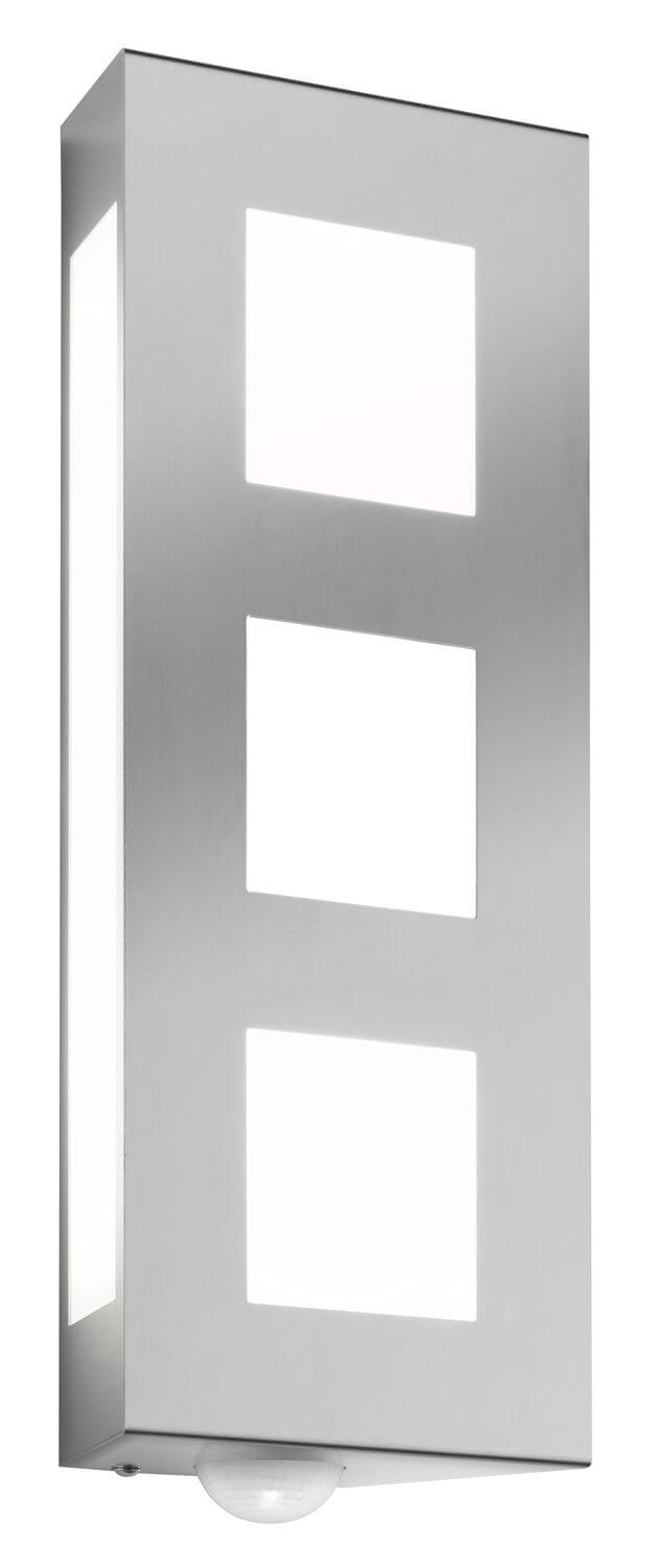Vue de face montrant trois carrés lumineux et le détecteur en partie basse.