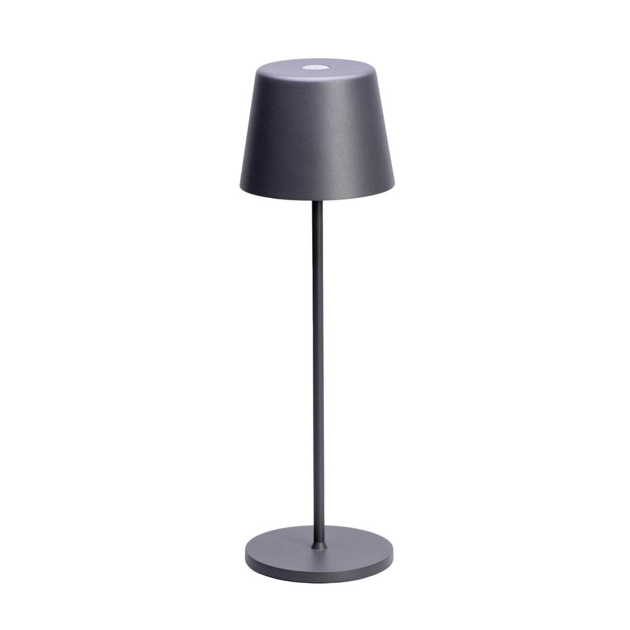 Lampe à poser sans fil anthracite de face sur fond blanc.