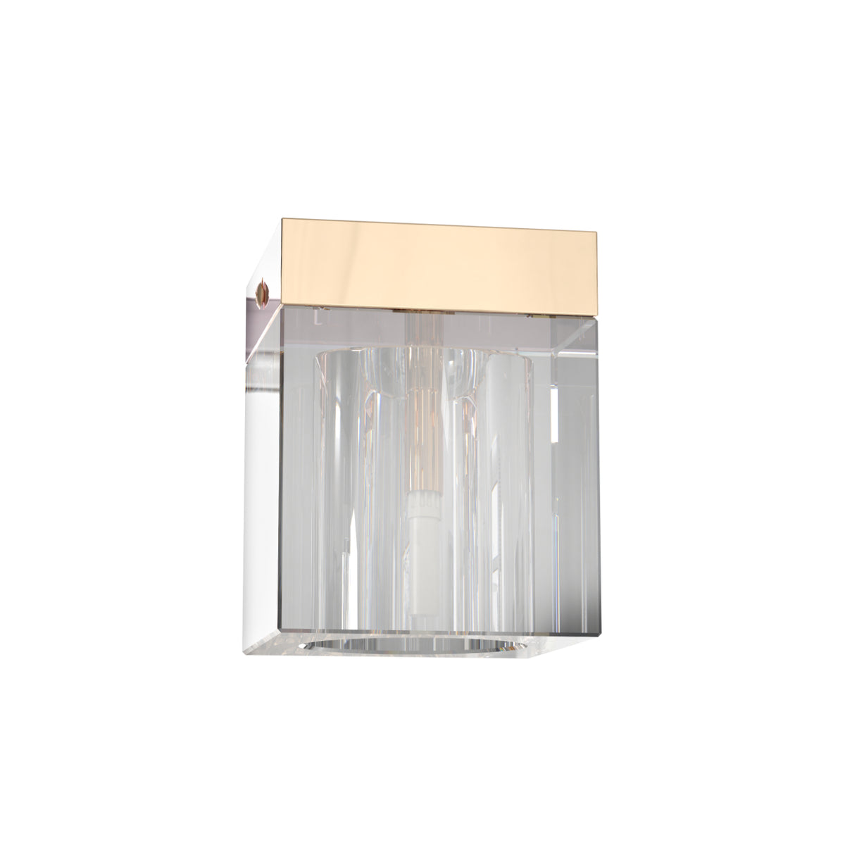 Spot plafond Cubo transparent et doré, cristal