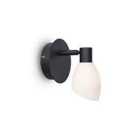 Applique murale Cut simple, noir et verre opale