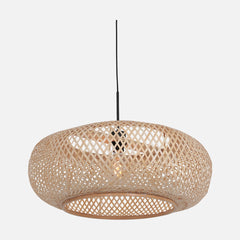 Natural bamboo pendant light, round braided lampshade Ø 60 cm, adjustable height | Maze