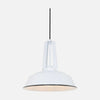White industrial pendant light, metal dome Ø 42 cm, adjustable, for kitchen and dining room | Edora