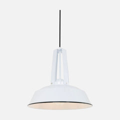 White industrial pendant light, metal dome Ø 42 cm, adjustable, for kitchen and dining room | Edora