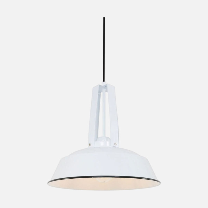 White industrial pendant light, metal dome Ø 42 cm, adjustable, for kitchen and dining room | Edora