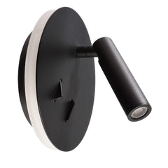 Applique murale Brahe aluminium et noire, Ø 15 cm