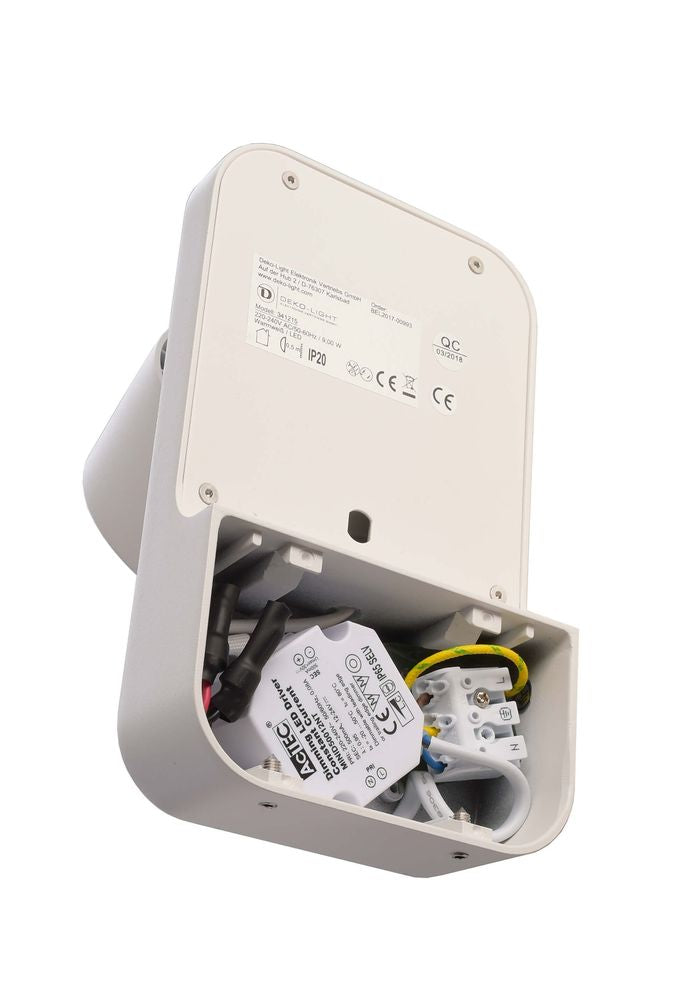 Vue arrière du boîtier montrant le driver LED et les connexions électriques.