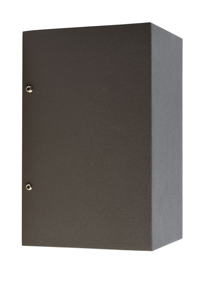 Face avant de l'applique rectangulaire anthracite, flanc gris et deux vis de fixation.