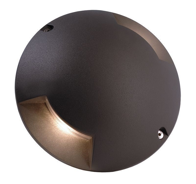 Vue de face de l'applique ronde grise avec diffuseur lumineux en partie basse.