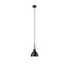 Suspension noire et bois, 15 cm