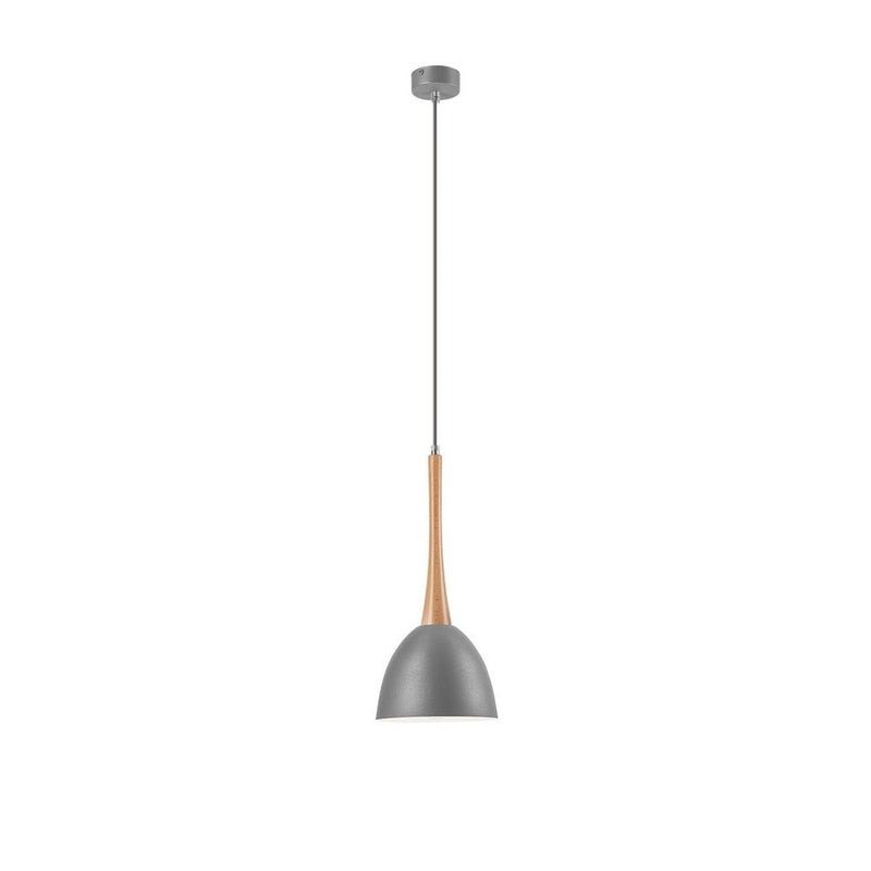 Suspension argentée et bois, 18,5 cm