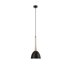 Suspension noire et bois, 18,5 cm