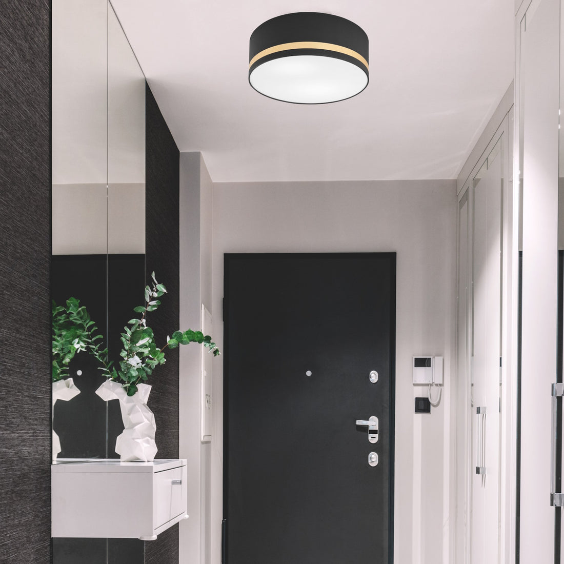 Plafonnier 2 lumières noir et doré