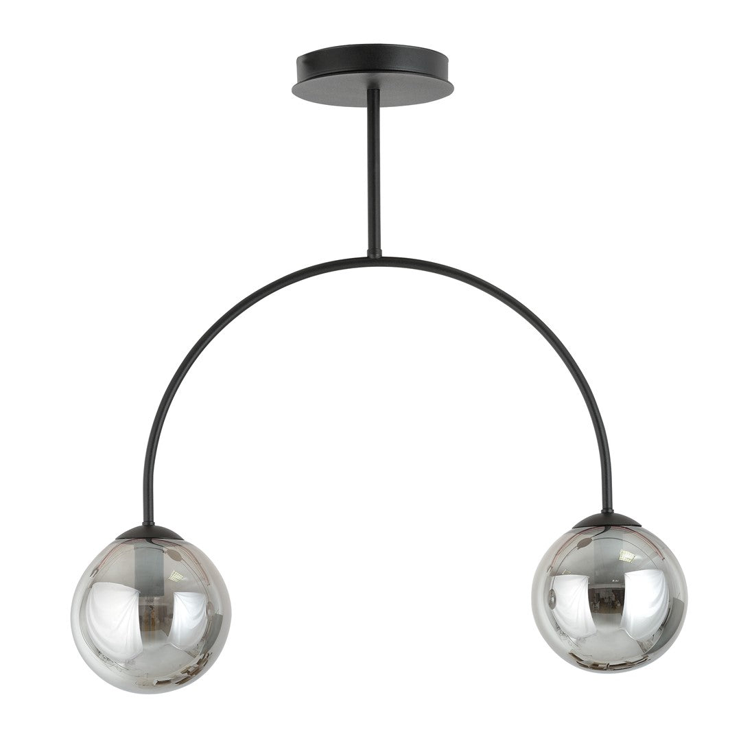 Plafonnier Jonquira 2 lumières noir et anthracite, verre