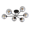 Plafonnier Trellara 6 lumières noir et anthracite, verre