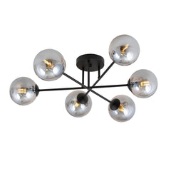 Plafonnier Trellara 6 lumières noir et anthracite, verre