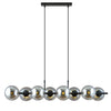 Suspension Vibaron 8 lumières noire et anthracite, verre