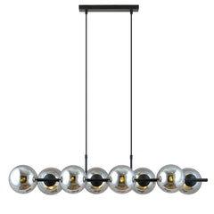 Suspension Vibaron 8 lumières noire et anthracite, verre