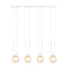 Suspension Tonsern 4 lumières blanche et dorée, verre