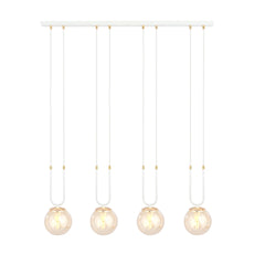 Suspension Tonsern 4 lumières blanche et dorée, verre