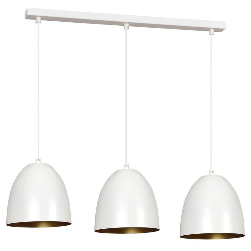 Suspension Alesior 3 lumières blanche et dorée