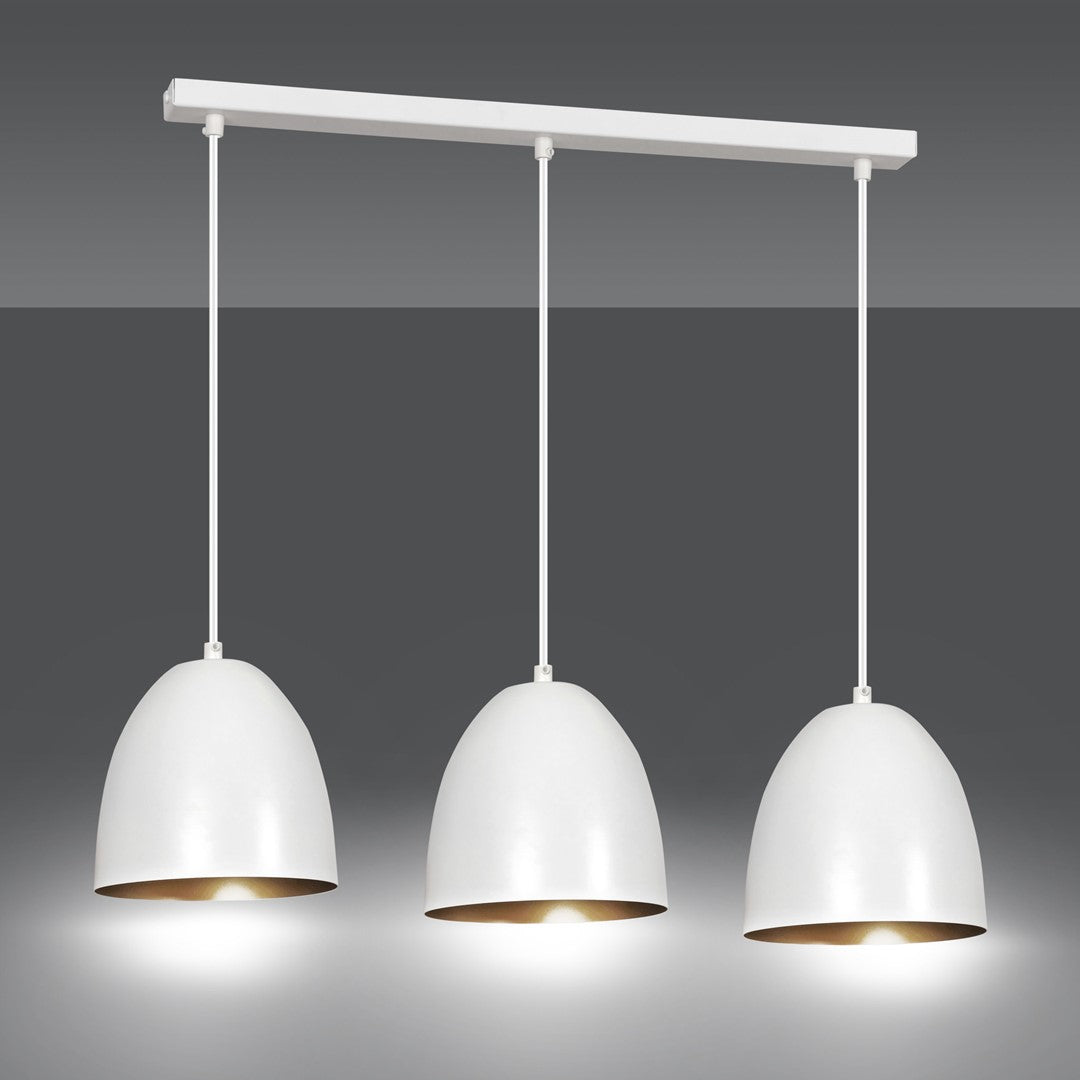 Suspension Alesior 3 lumières blanche et dorée
