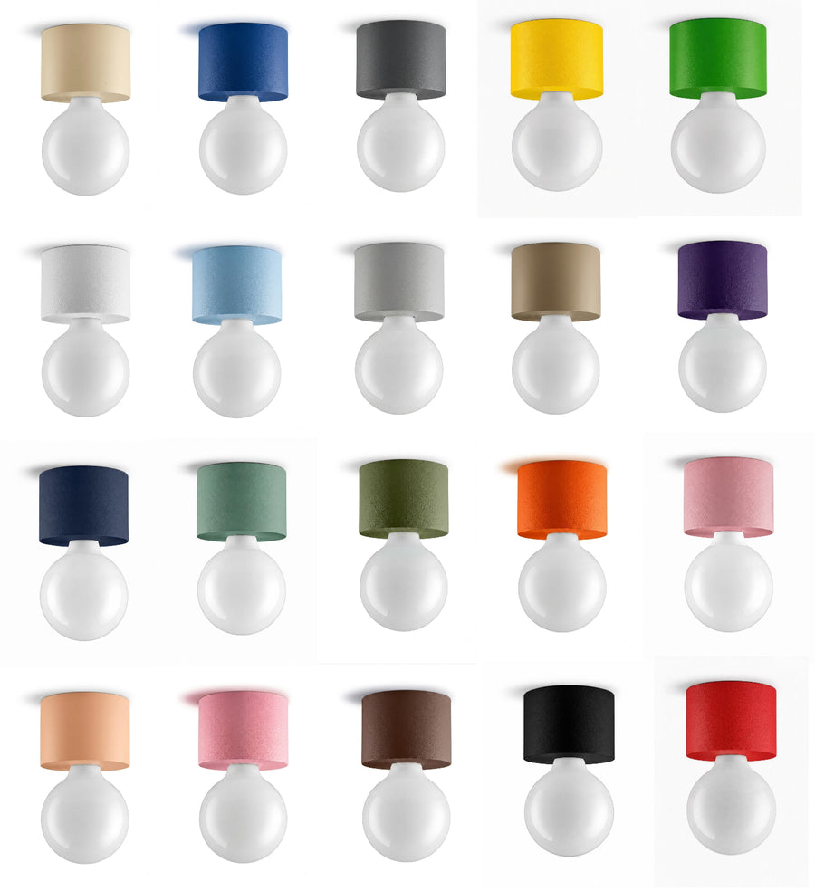 Nuancier de nombreuses finitions colorées pour l'abat-jour cylindrique du luminaire