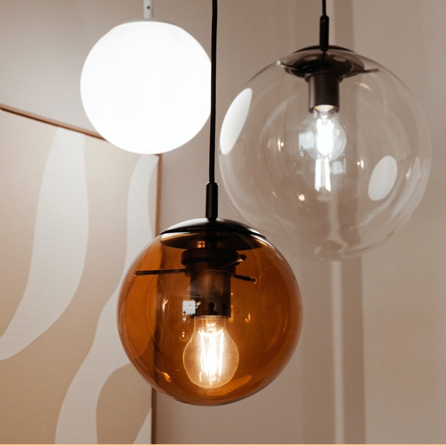 Suspension Orb globe en verre, câble 1,5 m, monture noire