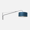 Duck blue wall lamp, large arched arm & velvet lampshade Ø 50 cm | Pavone