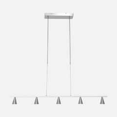 Vortex brushed steel chandelier 120 cm, 5 LED cones for dining room | 3066ST