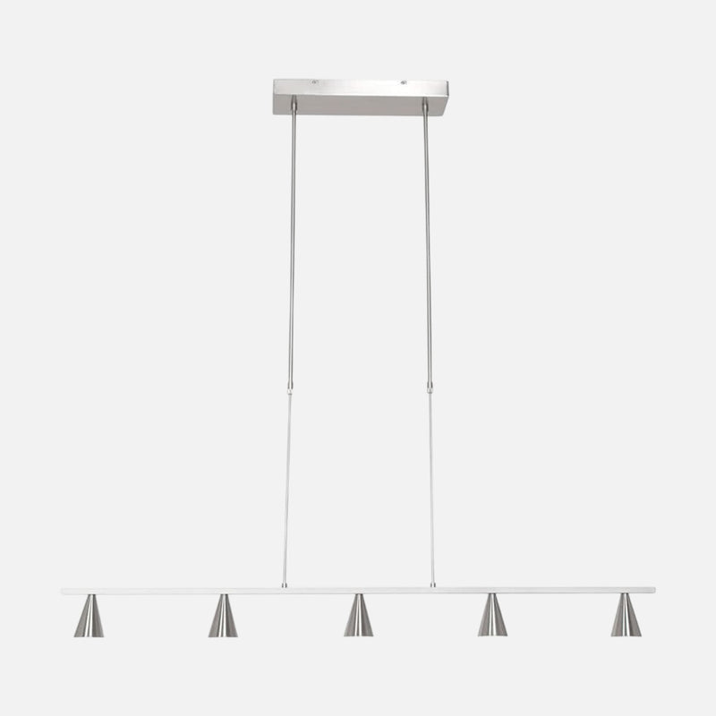 Vortex brushed steel chandelier 120 cm, 5 LED cones for dining room | 3066ST