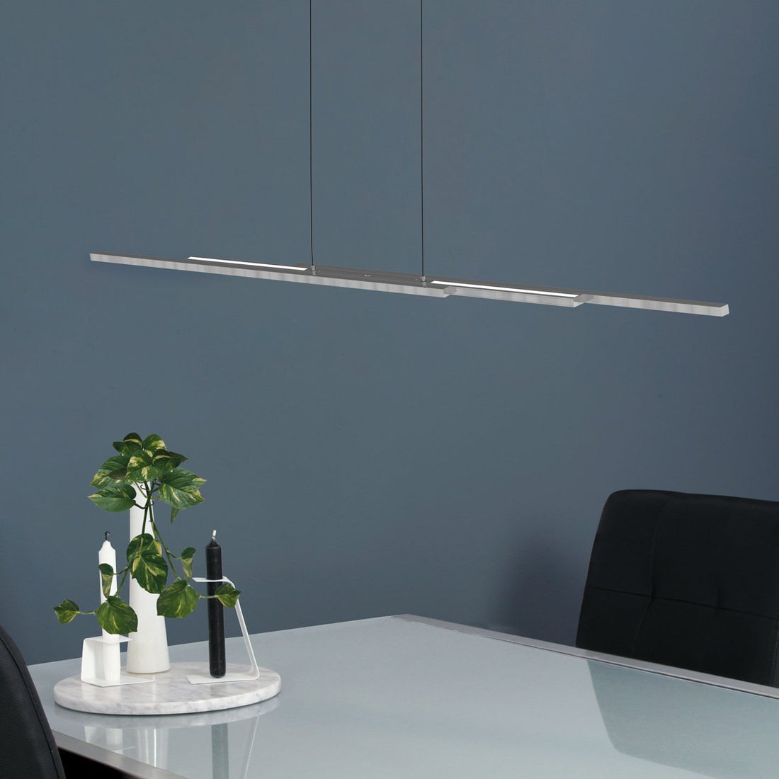 Silver strip pendant light