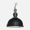 Industrial style pendant light, black metal dome Ø32 cm with glass, kitchen | Bikkel