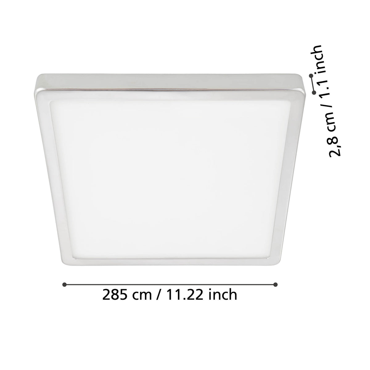 Schéma des dimensions : 28,5 cm de largeur et 2,8 cm d'épaisseur
