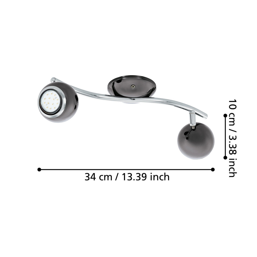 Plafonnier Bimeda nickel et noir, L 36,5 cm