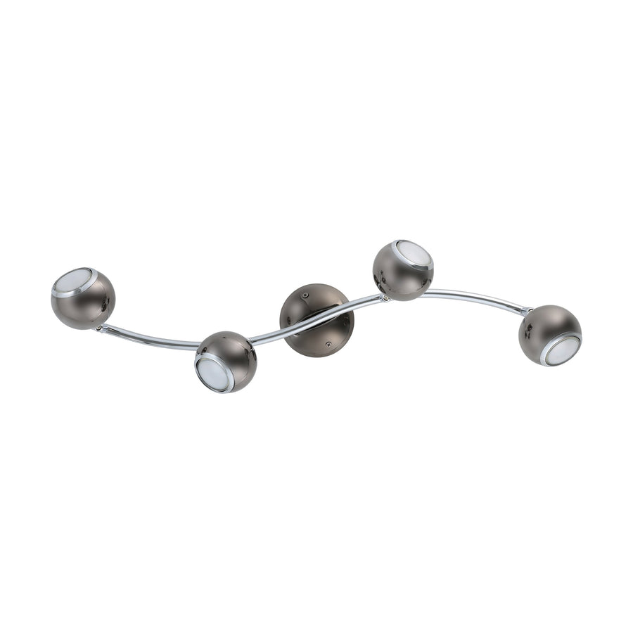Plafonnier Bimeda nickel et noir, L 64 cm