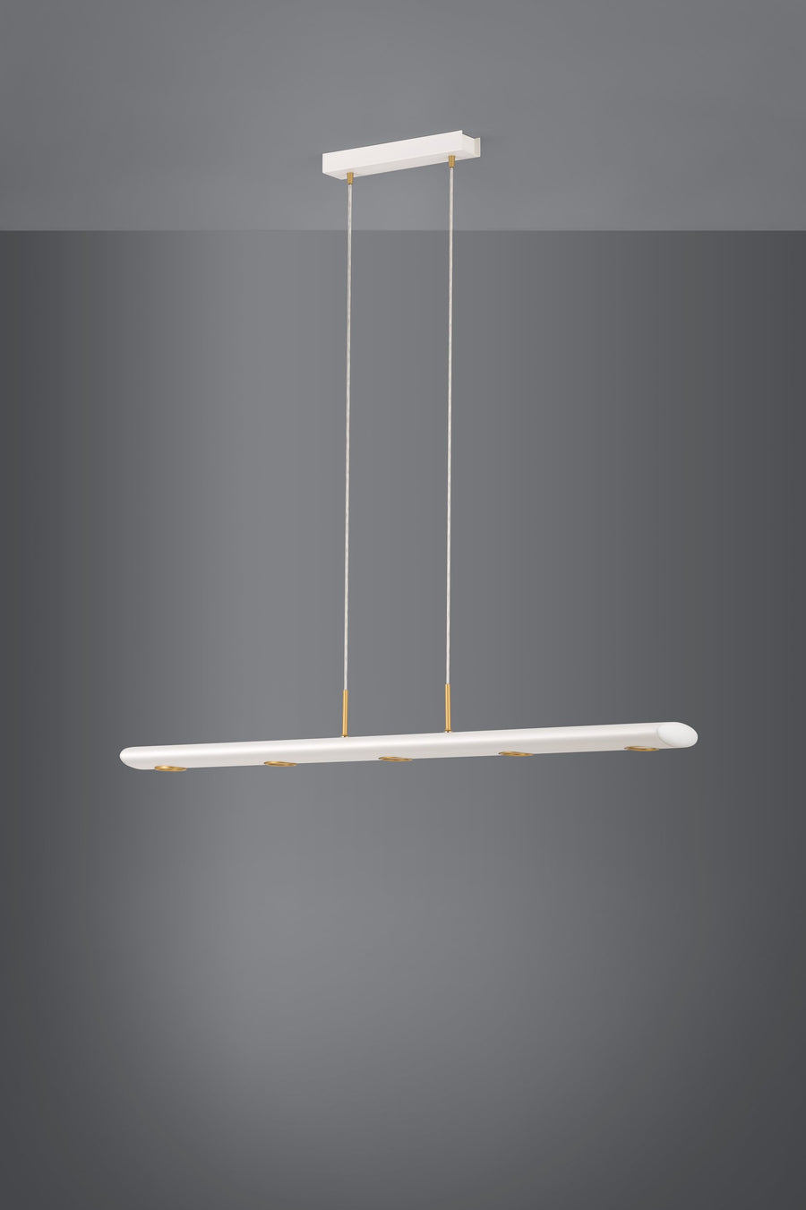 Vue d'ensemble du luminaire suspendu sur fond gris dégradé