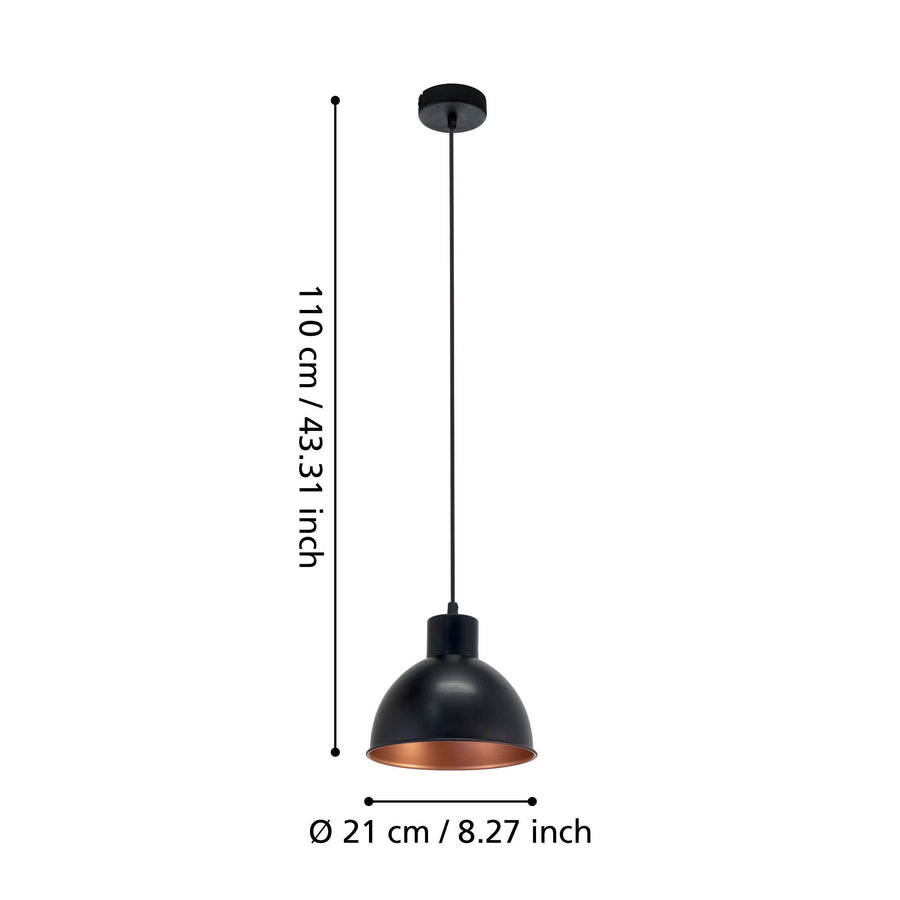 Suspension Truro 1 noire et cuivrée